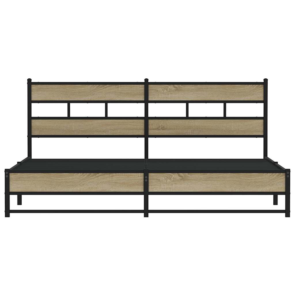 Bedframe zonder matras metaal sonoma eikenkleurig 180x200 cm is nu te koop bij PeponiXL, paradijselijk wonen!