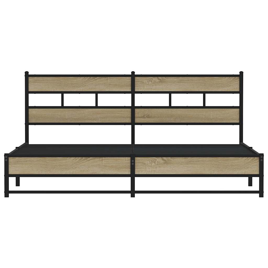 Bedframe zonder matras metaal sonoma eikenkleurig 193x203 cm is nu te koop bij PeponiXL, paradijselijk wonen!
