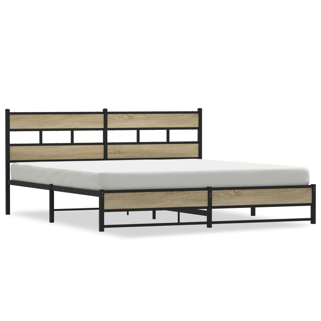 Bedframe zonder matras metaal sonoma eikenkleur 200x200 cm is nu te koop bij PeponiXL, paradijselijk wonen!