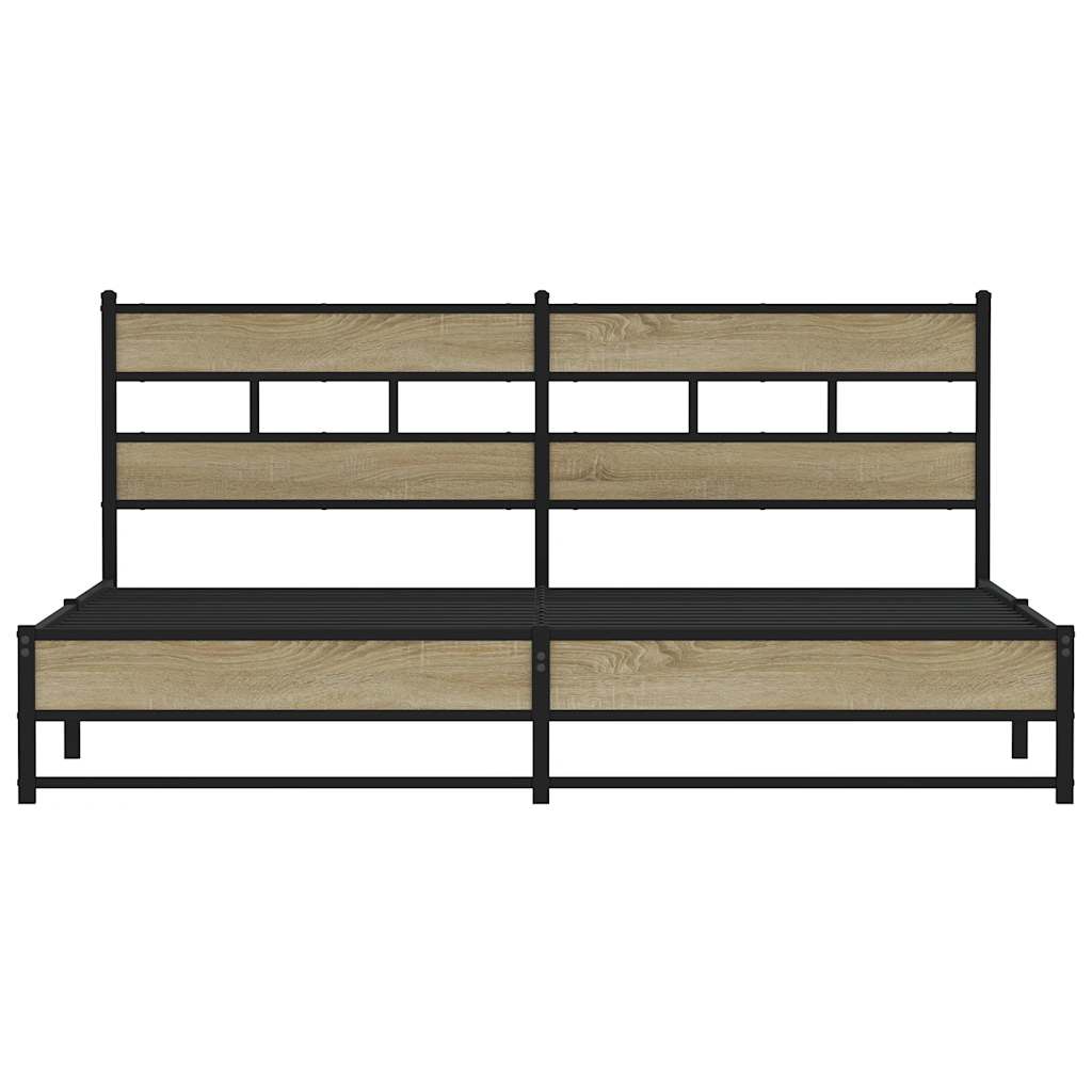Bedframe zonder matras metaal sonoma eikenkleur 200x200 cm is nu te koop bij PeponiXL, paradijselijk wonen!