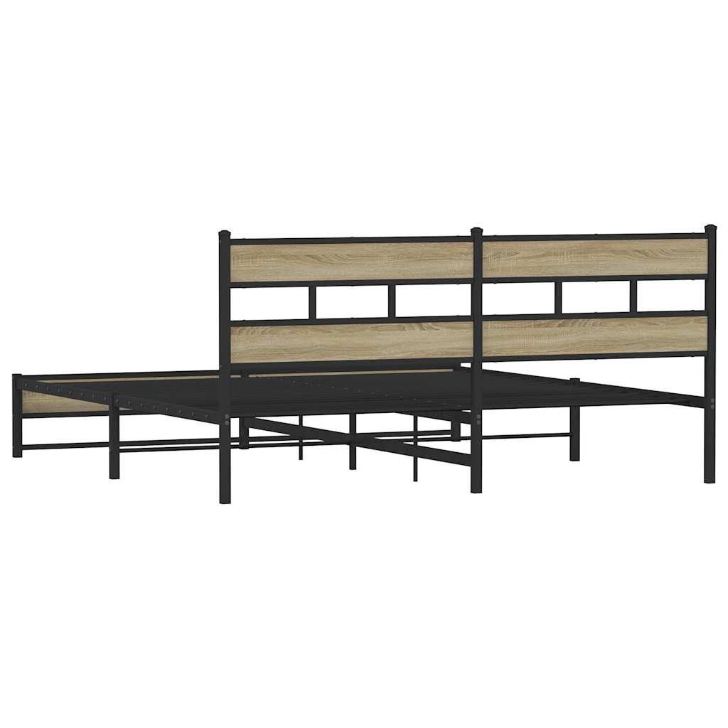 Bedframe zonder matras metaal sonoma eikenkleur 200x200 cm is nu te koop bij PeponiXL, paradijselijk wonen!