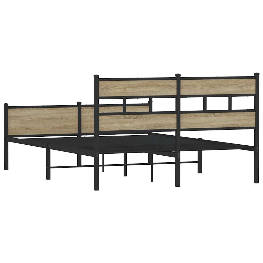 Bedframe zonder matras metaal sonoma eikenkleurig 160x200 cm is nu te koop bij PeponiXL, paradijselijk wonen!