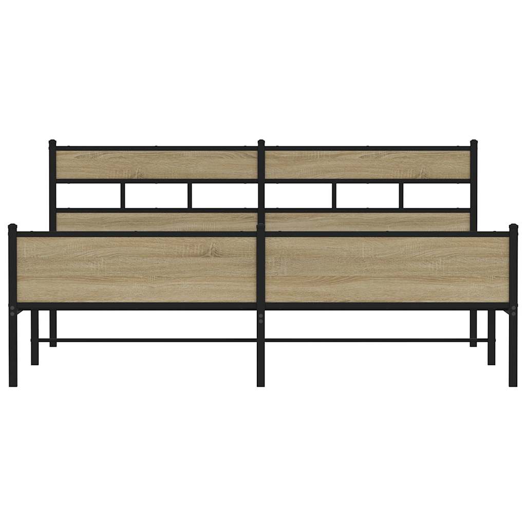 Bedframe zonder matras metaal sonoma eikenkleurig 180x200 cm is nu te koop bij PeponiXL, paradijselijk wonen!