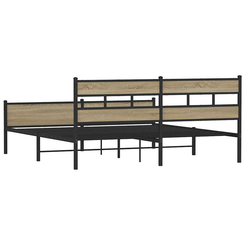 Bedframe zonder matras metaal sonoma eikenkleurig 180x200 cm is nu te koop bij PeponiXL, paradijselijk wonen!