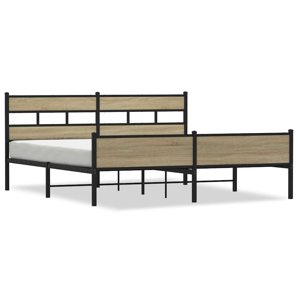 Bedframe zonder matras metaal sonoma eikenkleurig 183x213 cm is nu te koop bij PeponiXL, paradijselijk wonen!