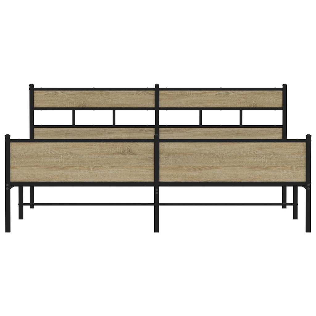 Bedframe zonder matras metaal sonoma eikenkleurig 183x213 cm is nu te koop bij PeponiXL, paradijselijk wonen!