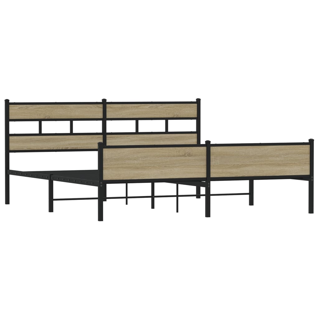 Bedframe zonder matras metaal sonoma eikenkleurig 193x203 cm is nu te koop bij PeponiXL, paradijselijk wonen!