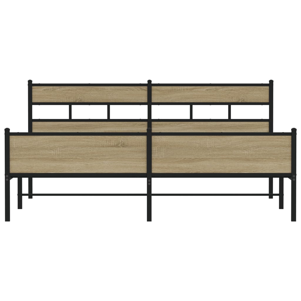Bedframe zonder matras metaal sonoma eikenkleurig 193x203 cm is nu te koop bij PeponiXL, paradijselijk wonen!