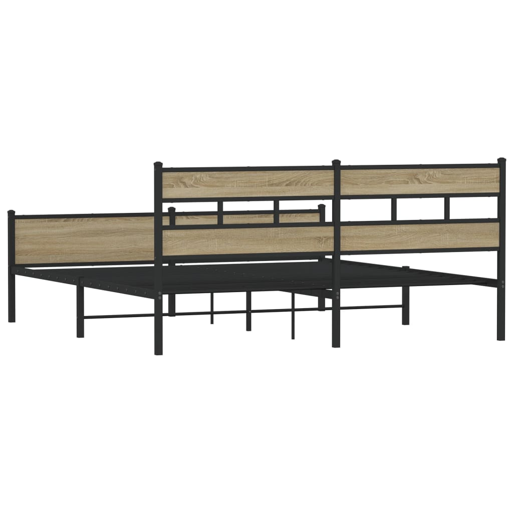 Bedframe zonder matras metaal sonoma eikenkleurig 193x203 cm is nu te koop bij PeponiXL, paradijselijk wonen!