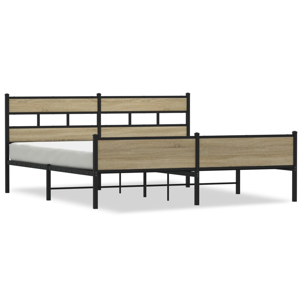 Bedframe zonder matras metaal sonoma eikenkleur 200x200 cm is nu te koop bij PeponiXL, paradijselijk wonen!