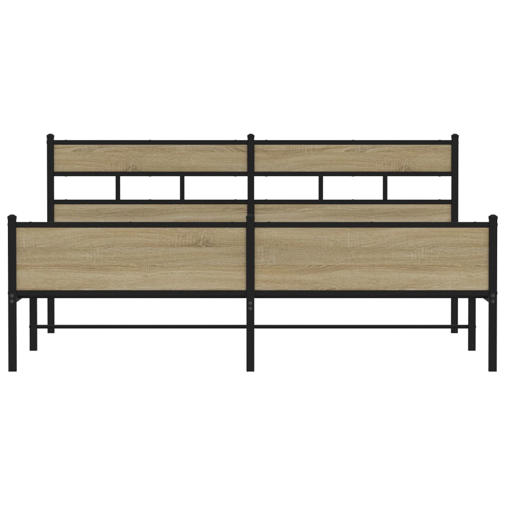 Bedframe zonder matras metaal sonoma eikenkleur 200x200 cm is nu te koop bij PeponiXL, paradijselijk wonen!