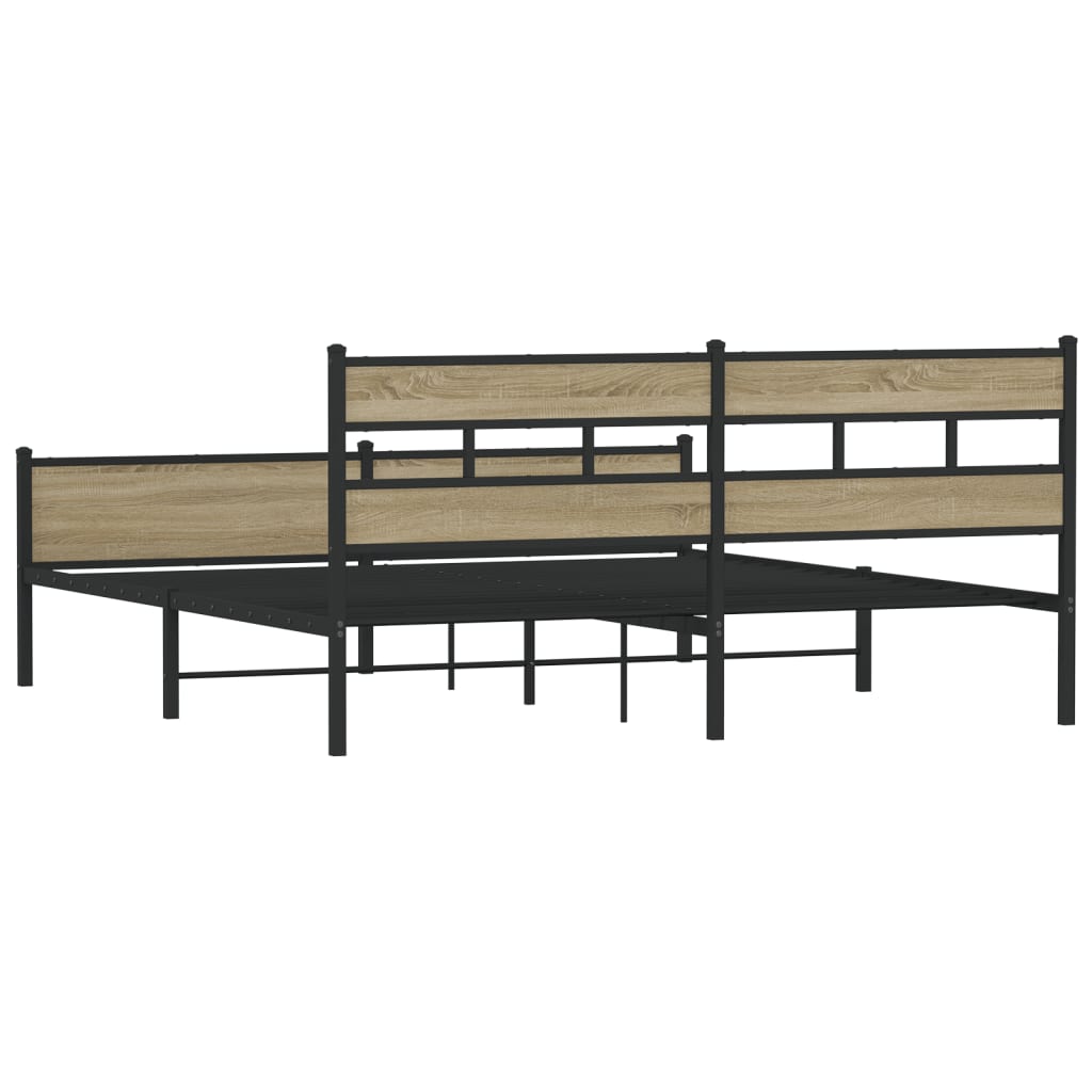 Bedframe zonder matras metaal sonoma eikenkleur 200x200 cm is nu te koop bij PeponiXL, paradijselijk wonen!