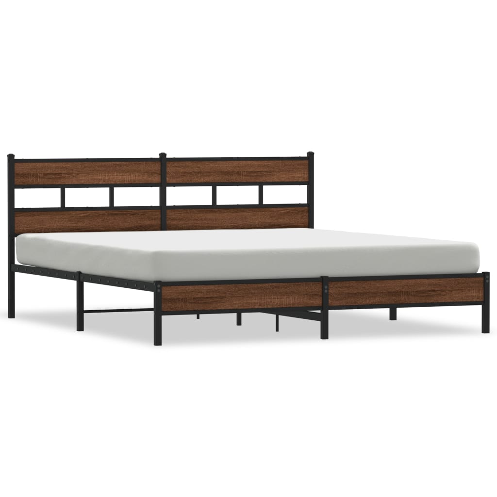 Bedframe zonder matras metaal bruin eikenkleur 180x200 cm is nu te koop bij PeponiXL, paradijselijk wonen!