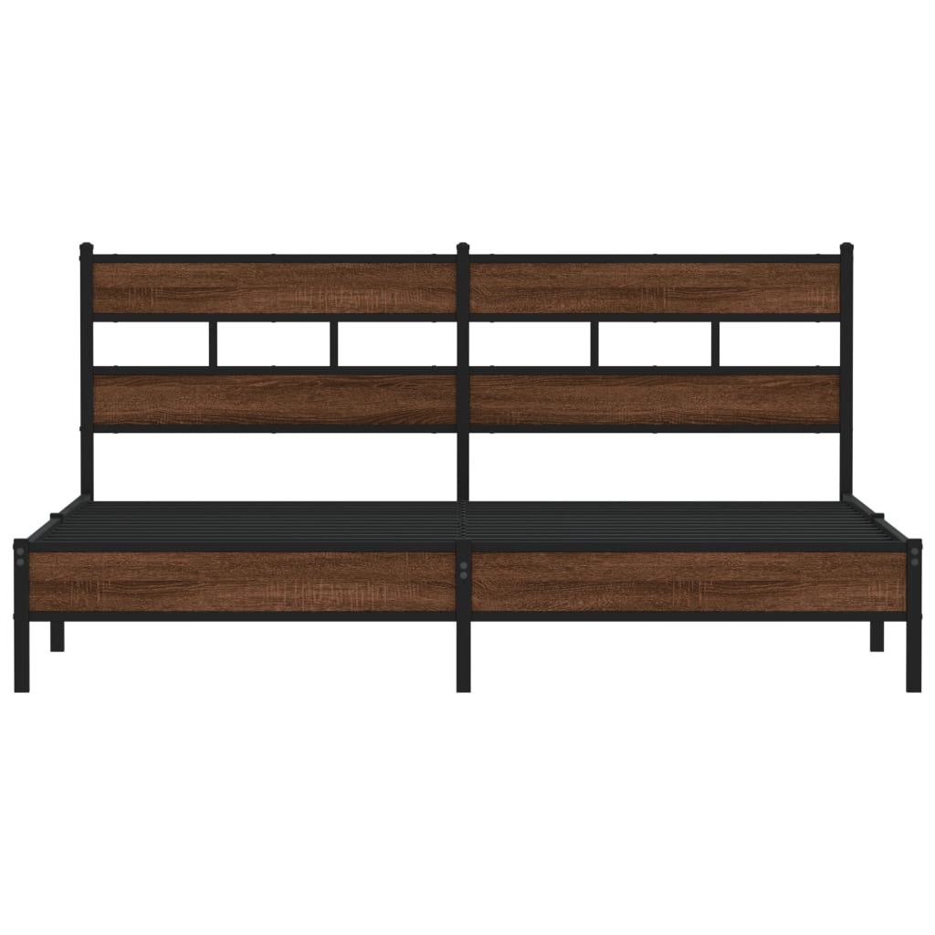 Bedframe zonder matras metaal bruin eikenkleur 180x200 cm is nu te koop bij PeponiXL, paradijselijk wonen!