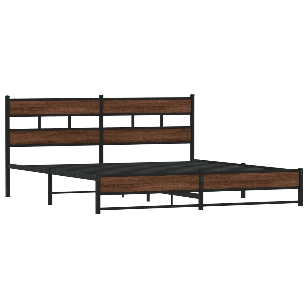 Bedframe zonder matras metaal bruin eikenkleur 180x200 cm is nu te koop bij PeponiXL, paradijselijk wonen!