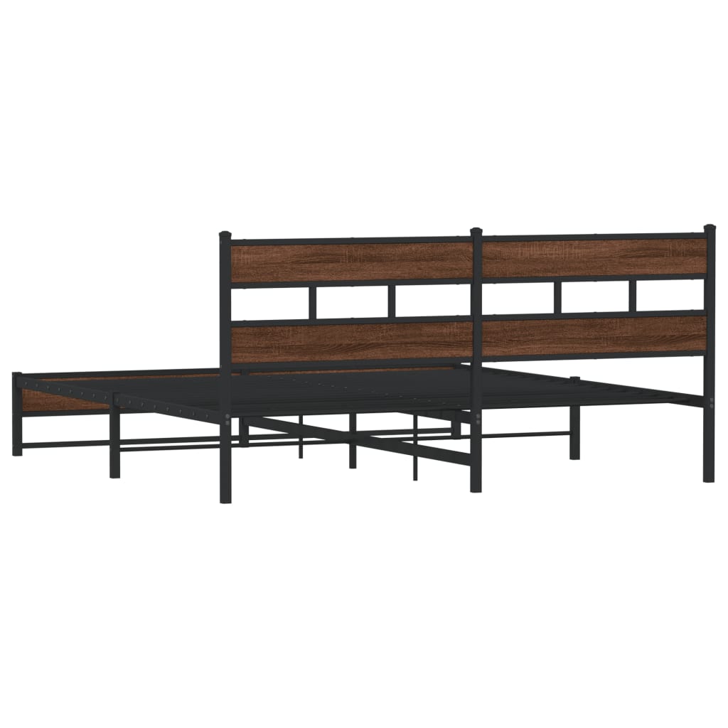 Bedframe zonder matras metaal bruin eikenkleur 180x200 cm is nu te koop bij PeponiXL, paradijselijk wonen!