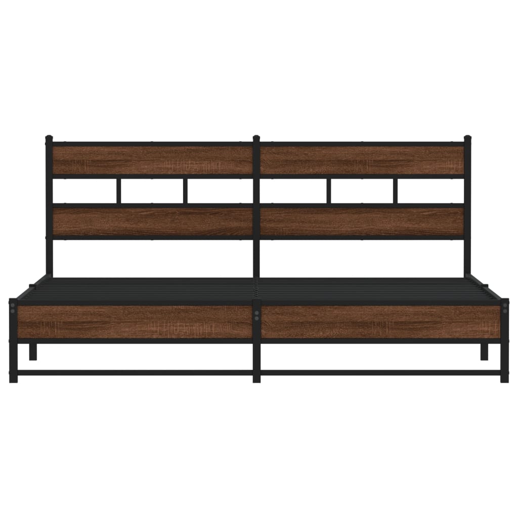 Bedframe zonder matras metaal bruin eikenkleur 183x213 cm is nu te koop bij PeponiXL, paradijselijk wonen!