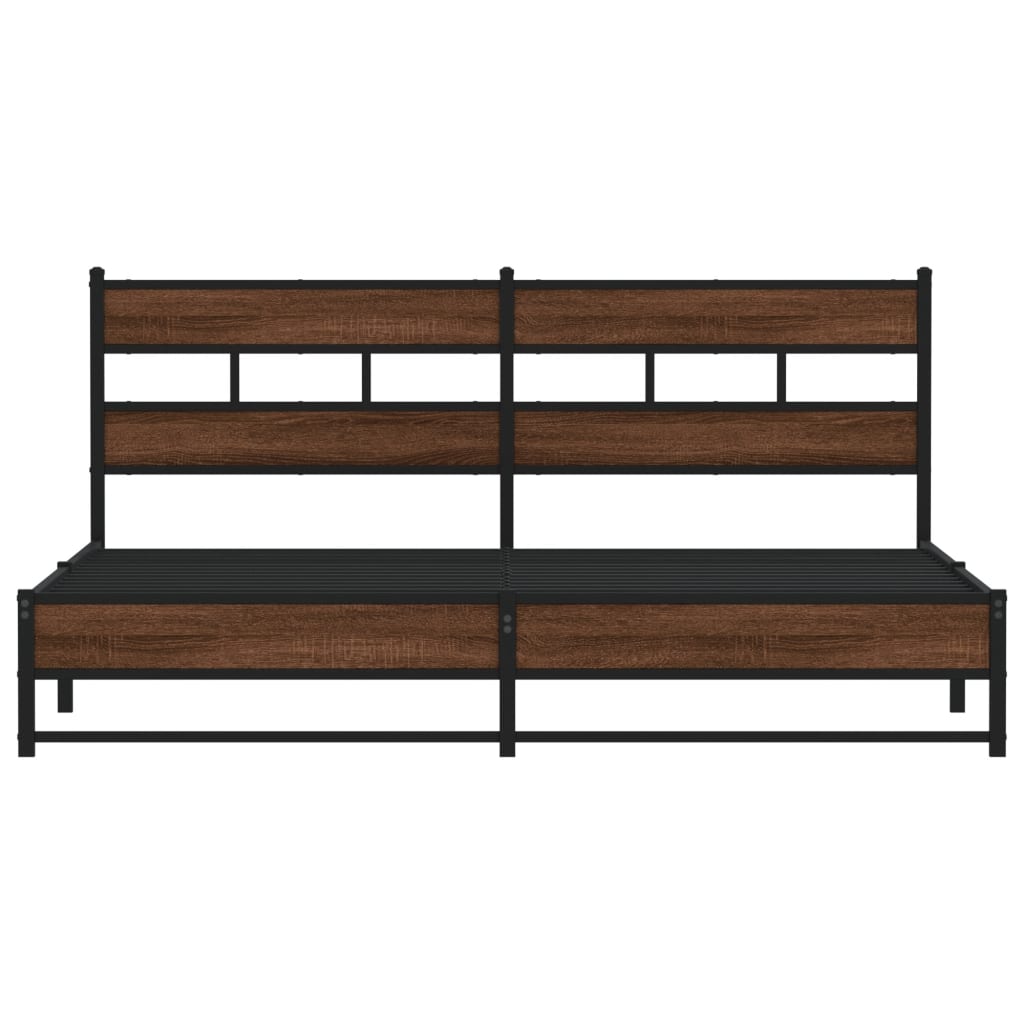 Bedframe zonder matras metaal bruin eikenkleur 193x203 cm is nu te koop bij PeponiXL, paradijselijk wonen!