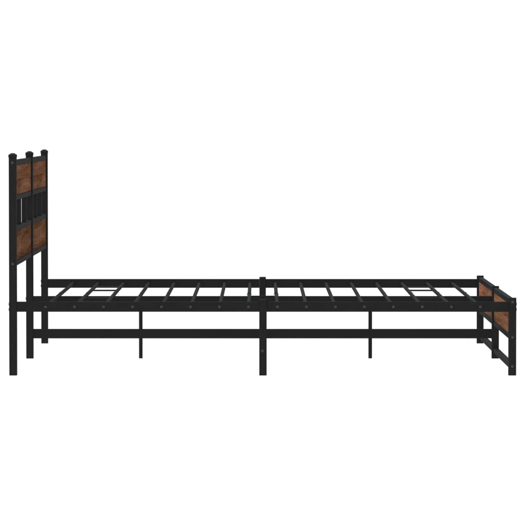 Bedframe zonder matras metaal bruin eikenkleur 193x203 cm is nu te koop bij PeponiXL, paradijselijk wonen!
