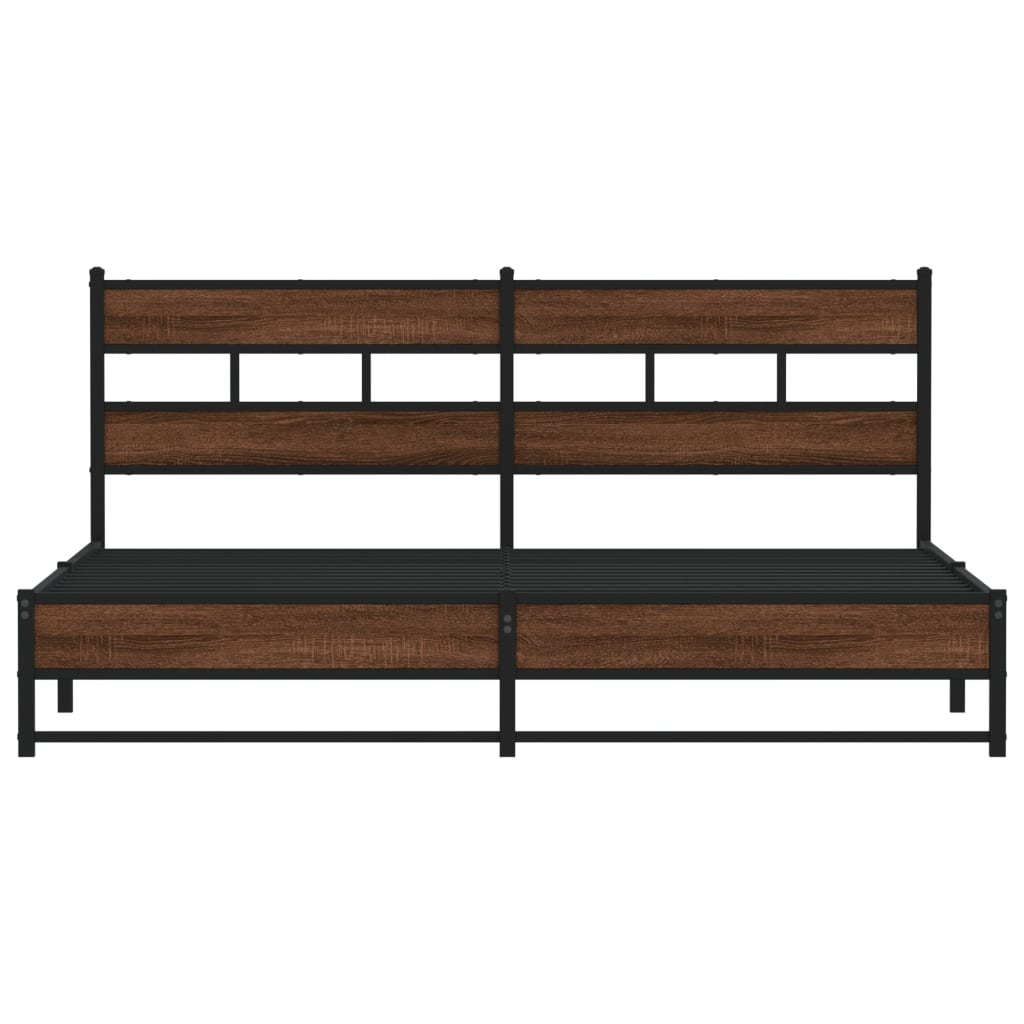 Bedframe zonder matras metaal bruin eikenkleurig 200x200 cm is nu te koop bij PeponiXL, paradijselijk wonen!