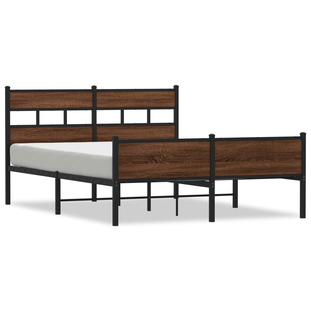 Bedframe zonder matras metaal bruin eikenkleurig 160x200 cm is nu te koop bij PeponiXL, paradijselijk wonen!