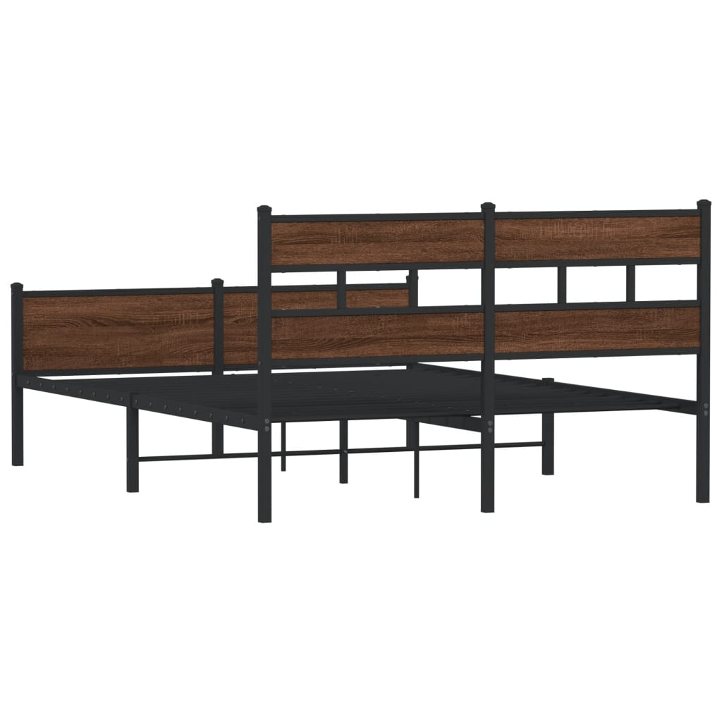 Bedframe zonder matras metaal bruin eikenkleurig 160x200 cm is nu te koop bij PeponiXL, paradijselijk wonen!