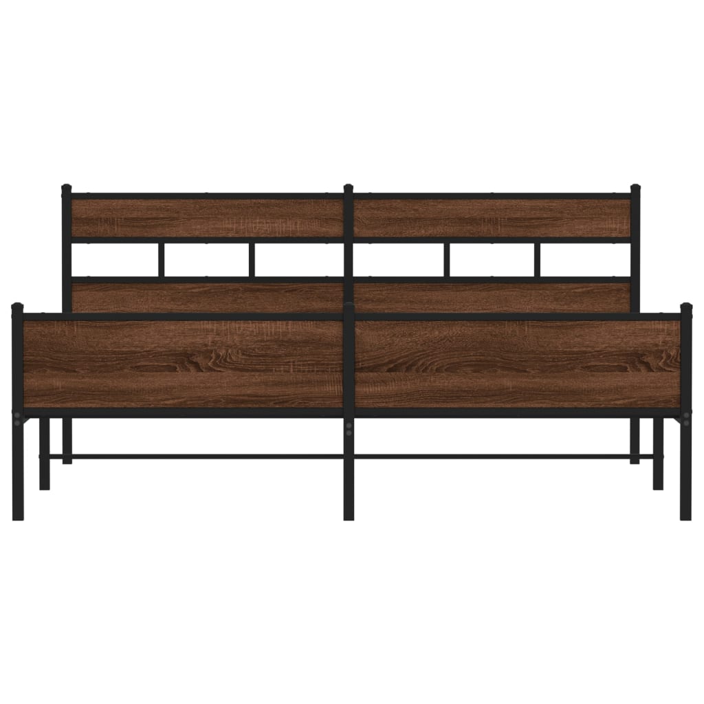 Bedframe zonder matras metaal bruin eikenkleur 180x200 cm is nu te koop bij PeponiXL, paradijselijk wonen!