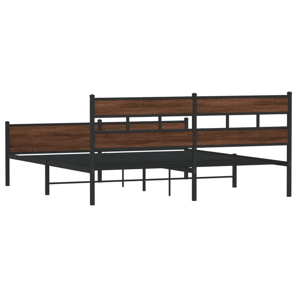 Bedframe zonder matras metaal bruin eikenkleur 183x213 cm is nu te koop bij PeponiXL, paradijselijk wonen!
