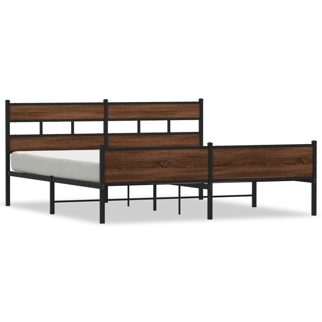 Bedframe zonder matras metaal bruin eikenkleurig 200x200 cm is nu te koop bij PeponiXL, paradijselijk wonen!