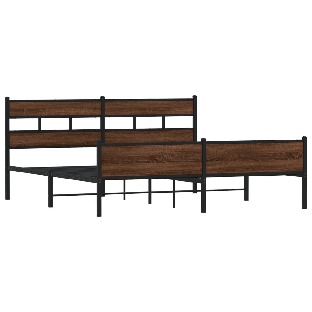 Bedframe zonder matras metaal bruin eikenkleurig 200x200 cm is nu te koop bij PeponiXL, paradijselijk wonen!