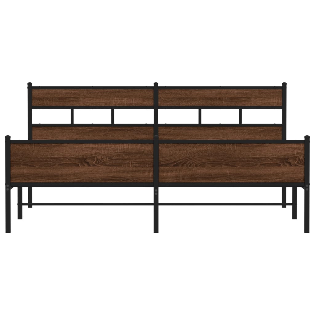 Bedframe zonder matras metaal bruin eikenkleurig 200x200 cm is nu te koop bij PeponiXL, paradijselijk wonen!
