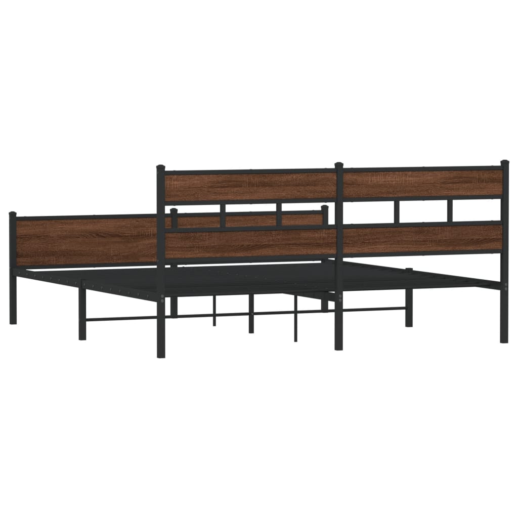 Bedframe zonder matras metaal bruin eikenkleurig 200x200 cm is nu te koop bij PeponiXL, paradijselijk wonen!