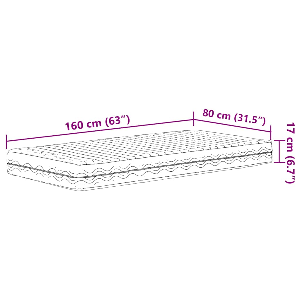 Schuimmatras voor kinderen hardheid H2 H3 80x160 cm wit is nu te koop bij PeponiXL, paradijselijk wonen!