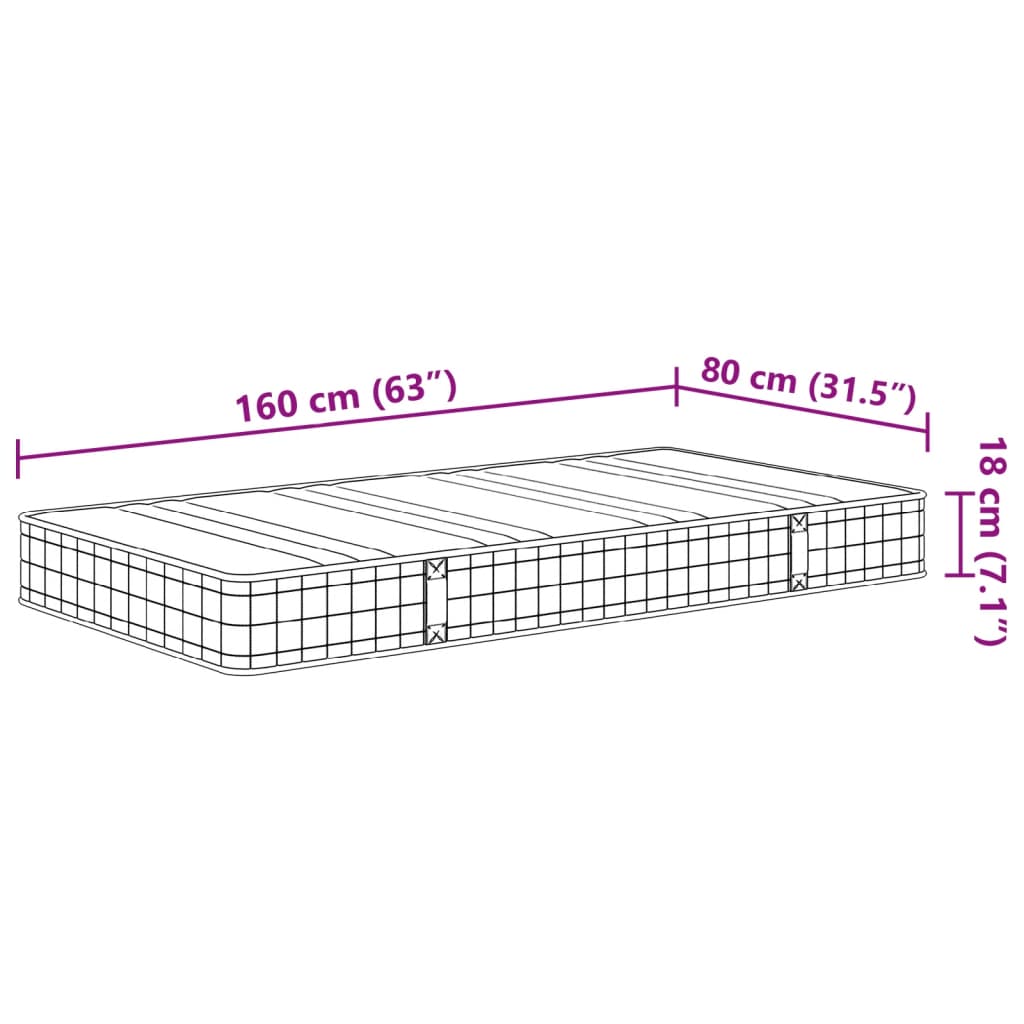 Binnenveringsmatras voor kinderen middelhard 80x160 cm is nu te koop bij PeponiXL, paradijselijk wonen!