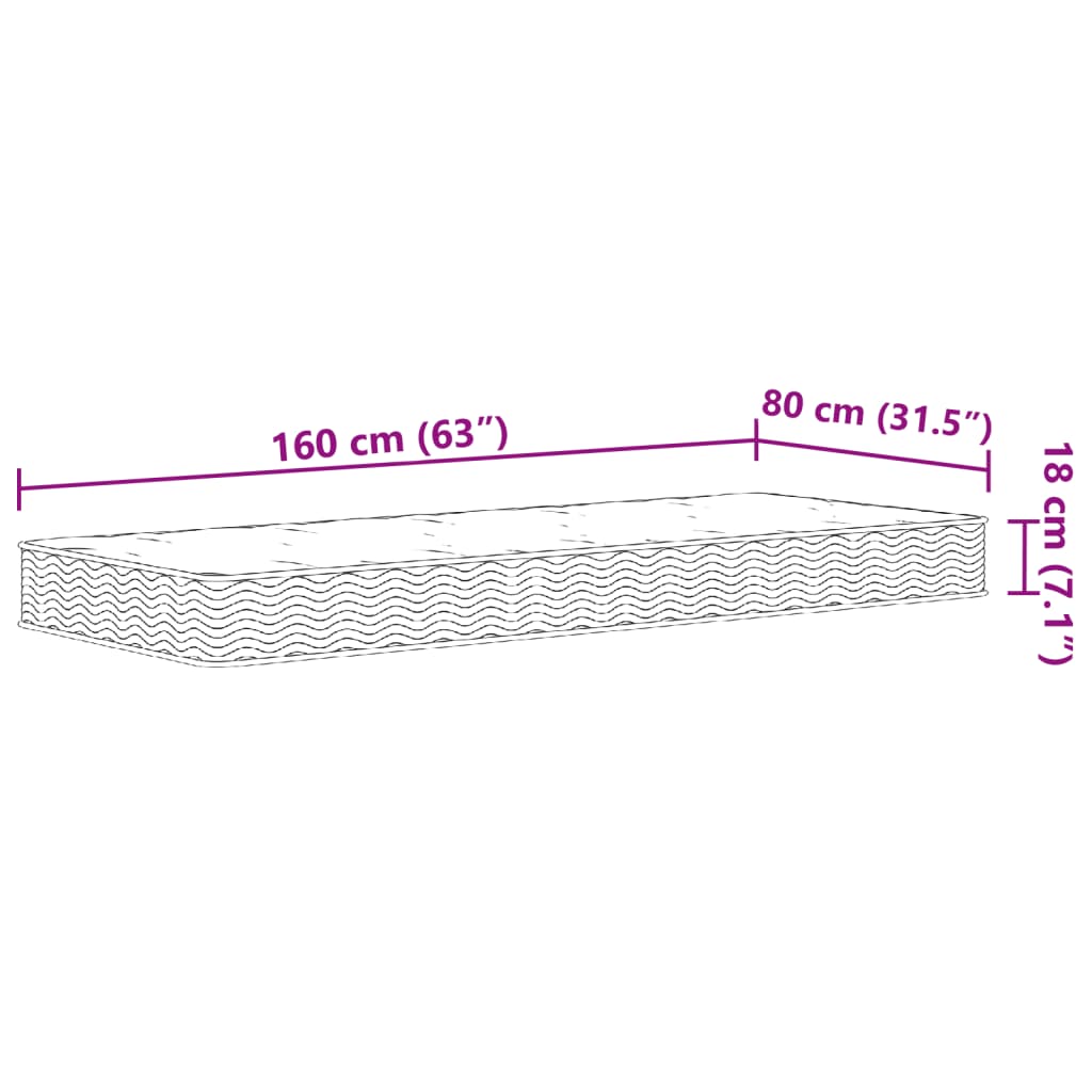 Binnenveringsmatras voor kinderen middelhard 80x160 cm is nu te koop bij PeponiXL, paradijselijk wonen!