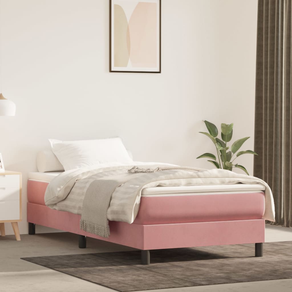 Pocketveringmatras medium 80x210x20 cm fluweel roze is nu te koop bij PeponiXL, paradijselijk wonen!