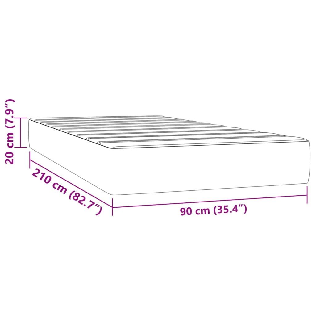 Pocketveringmatras medium 90x210x20 cm fluweel lichtgrijs is nu te koop bij PeponiXL, paradijselijk wonen!