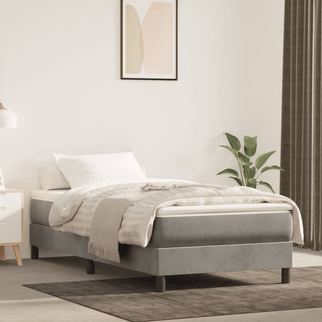Pocketveringmatras medium 90x210x20 cm fluweel lichtgrijs is nu te koop bij PeponiXL, paradijselijk wonen!