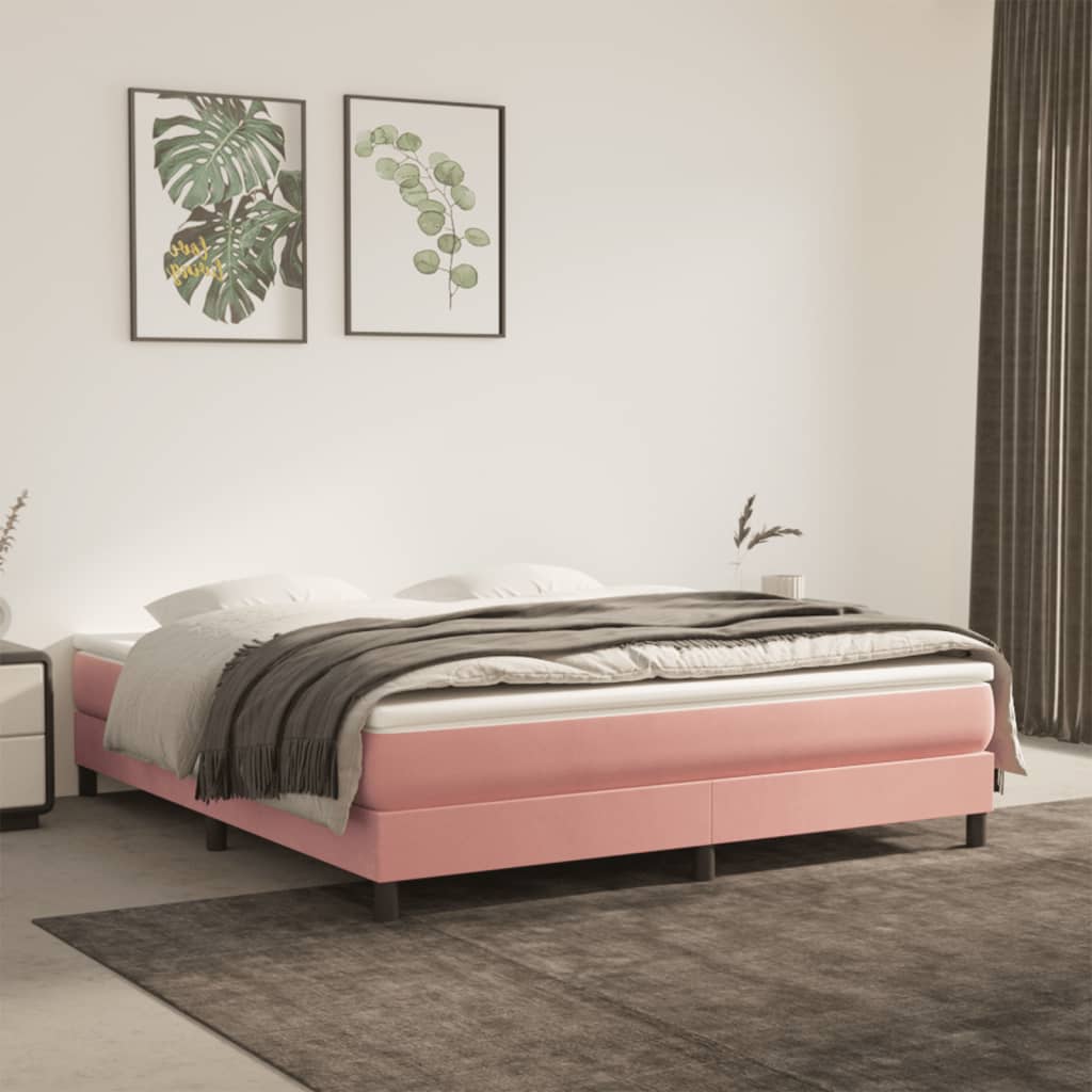 Pocketveringmatras 160x210x20 cm fluweel roze is nu te koop bij PeponiXL, paradijselijk wonen!