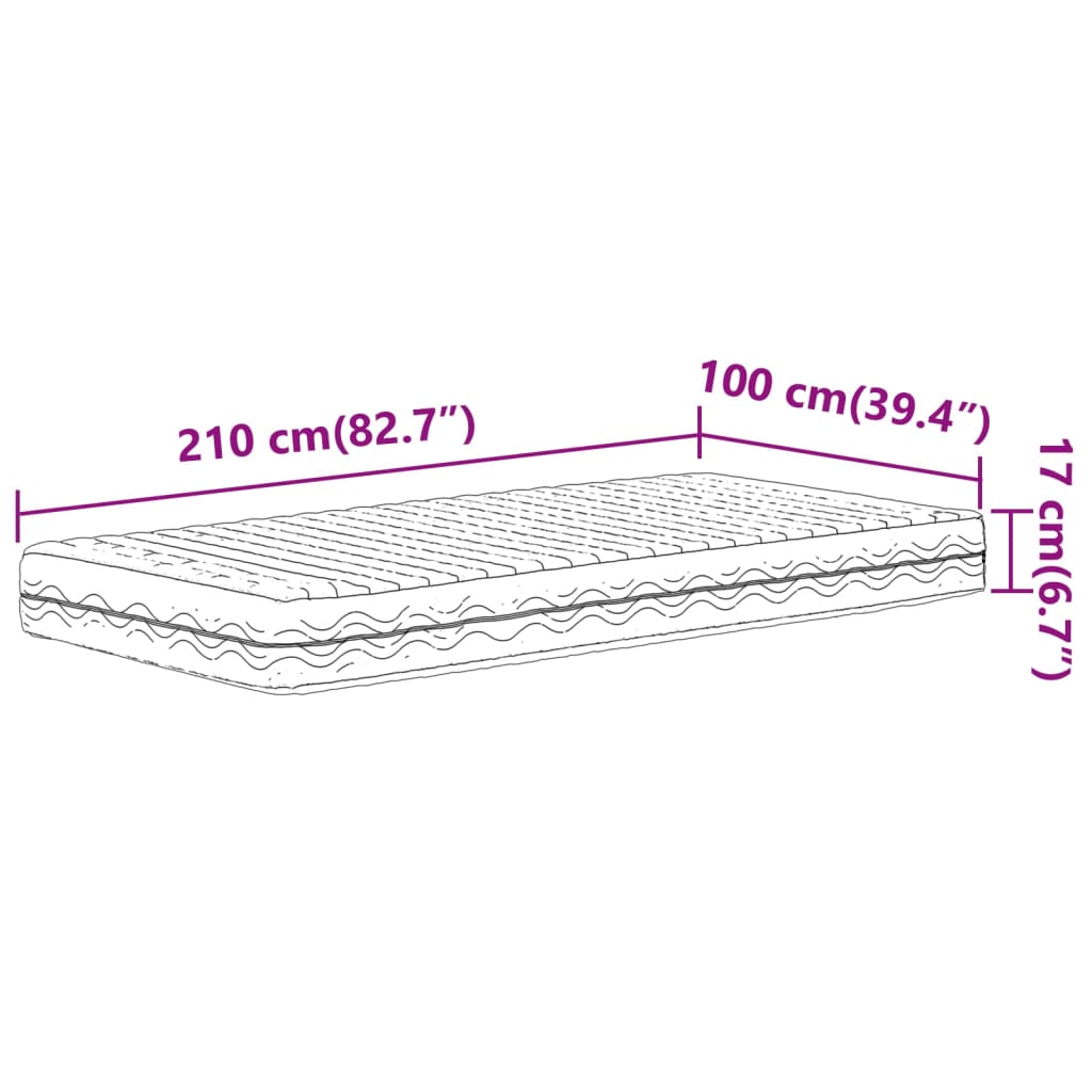 Schuimmatras hardheid H2 H3 100x210 cm wit is nu te koop bij PeponiXL, paradijselijk wonen!