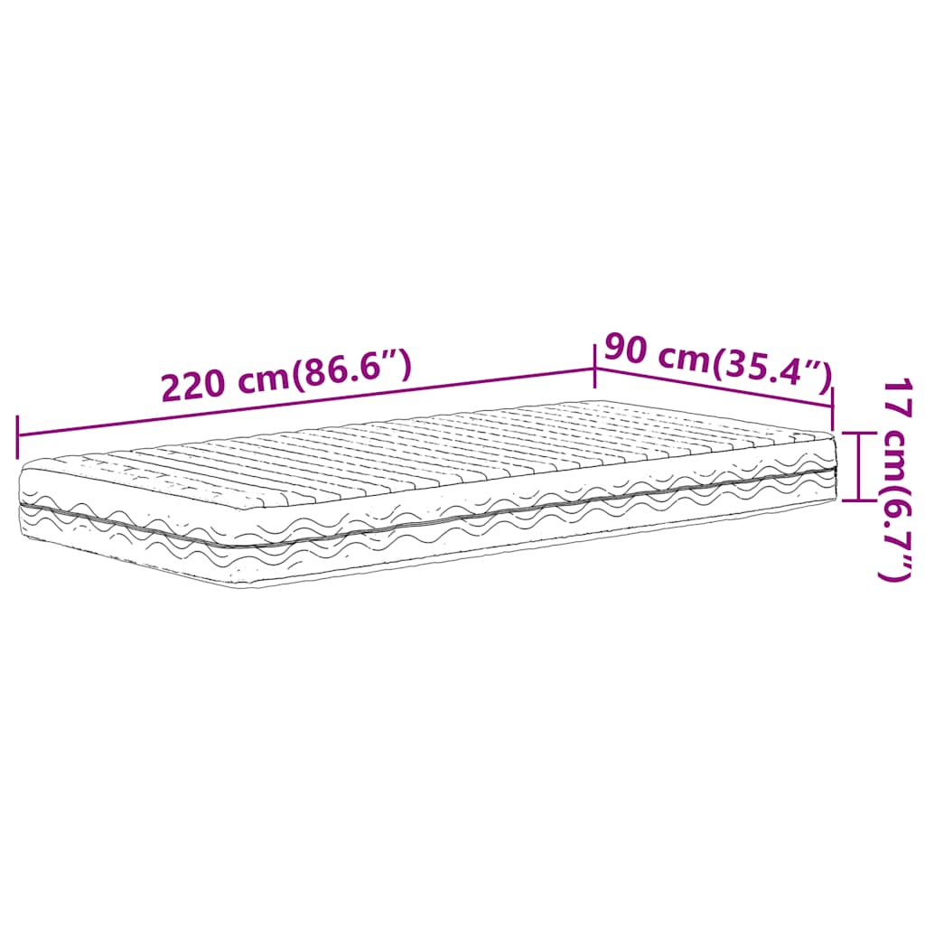 Schuimmatras hardheid H2 H3 90x220 cm wit is nu te koop bij PeponiXL, paradijselijk wonen!