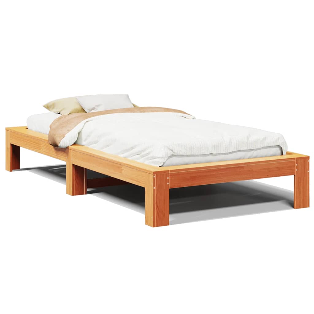 Bedframe zonder matras massief grenenhout wasbruin 100x200 cm is nu te koop bij PeponiXL, paradijselijk wonen!