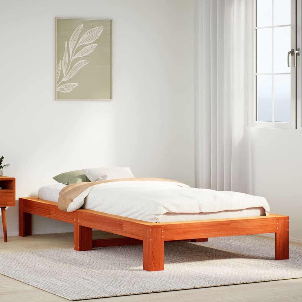 Bedframe zonder matras massief grenenhout wasbruin 100x200 cm is nu te koop bij PeponiXL, paradijselijk wonen!