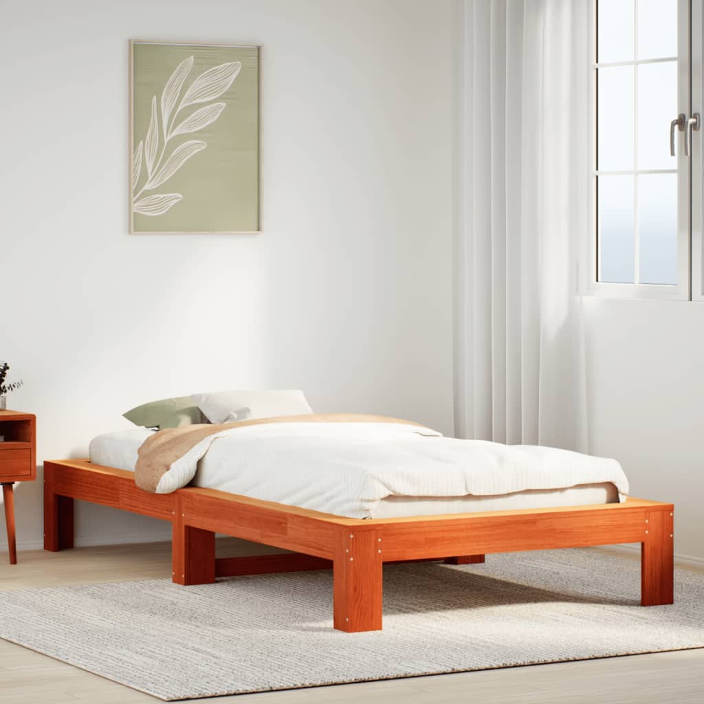 Bedframe zonder matras massief grenenhout wasbruin 90x200 cm is nu te koop bij PeponiXL, paradijselijk wonen!