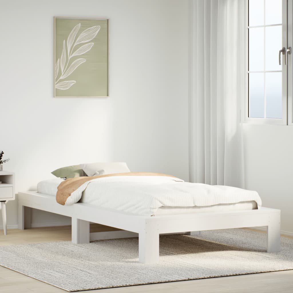 Bedframe zonder matras massief grenenhout wit 90x190 cm is nu te koop bij PeponiXL, paradijselijk wonen!
