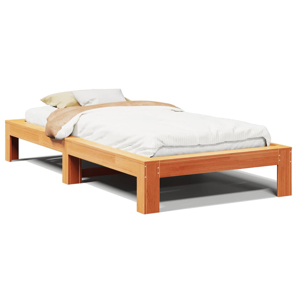 Bedframe zonder matras massief grenenhout wasbruin 90x190 cm is nu te koop bij PeponiXL, paradijselijk wonen!