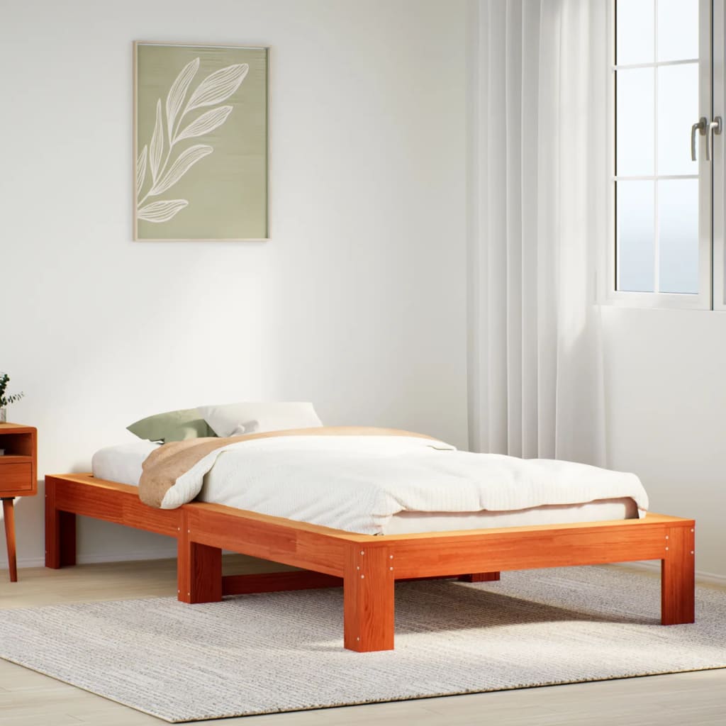 Bedframe zonder matras massief grenenhout wasbruin 90x190 cm is nu te koop bij PeponiXL, paradijselijk wonen!