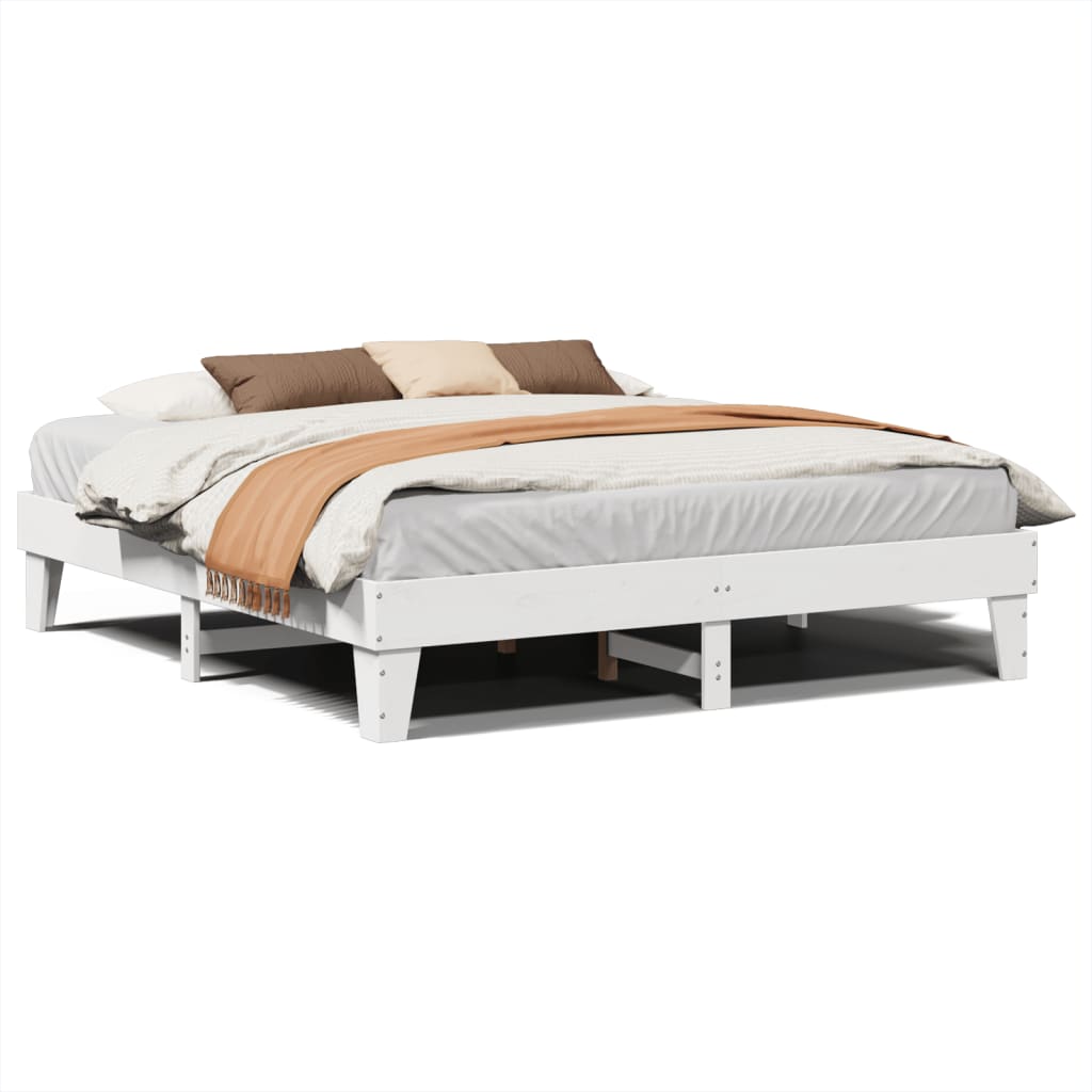 Bedframe zonder matras massief grenenhout wit 200x200 cm is nu te koop bij PeponiXL, paradijselijk wonen!