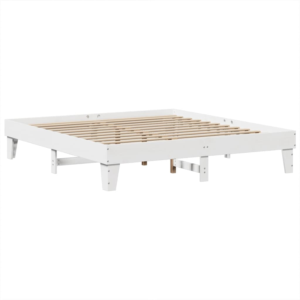 Bedframe zonder matras massief grenenhout wit 200x200 cm is nu te koop bij PeponiXL, paradijselijk wonen!