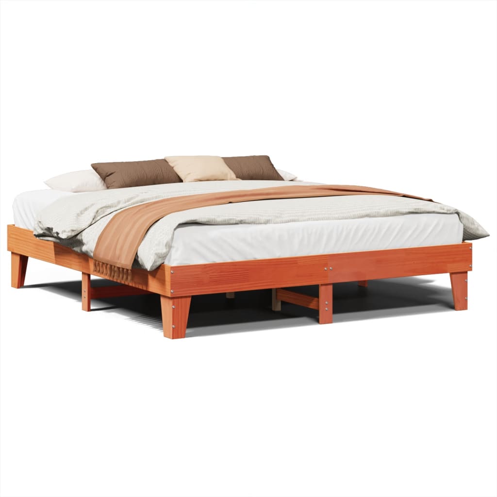 Bedframe zonder matras massief grenenhout wasbruin 200x200 cm is nu te koop bij PeponiXL, paradijselijk wonen!